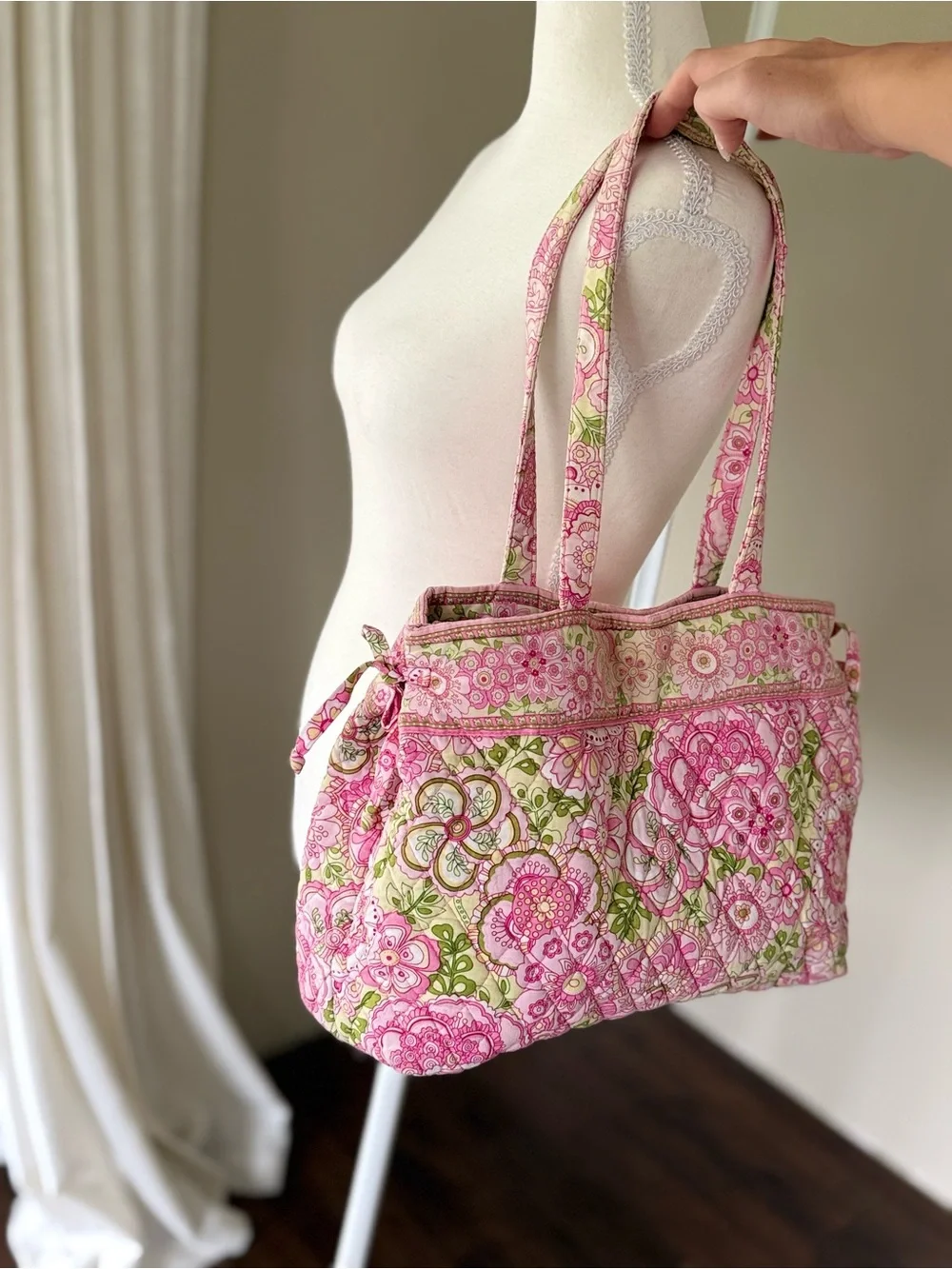Rare Vintage Vera Bradley Pink Petal Tote Bag & Accessory Set Quilted Florals